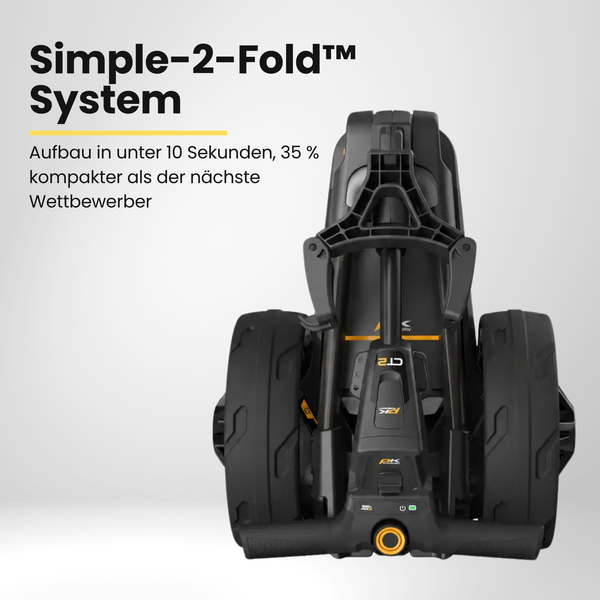 PowaKaddy CT2 Ultra Compact – kompakt faltbarer Elektro-Trolley in Stealth Matt-Black