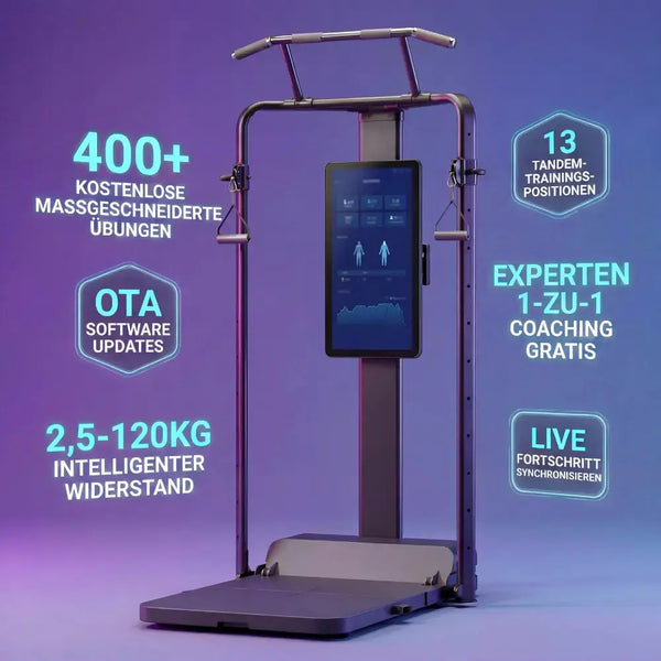 Fitness Caddy Pro – Frontansicht der digitalen Kraftstation fürs Home-Gym