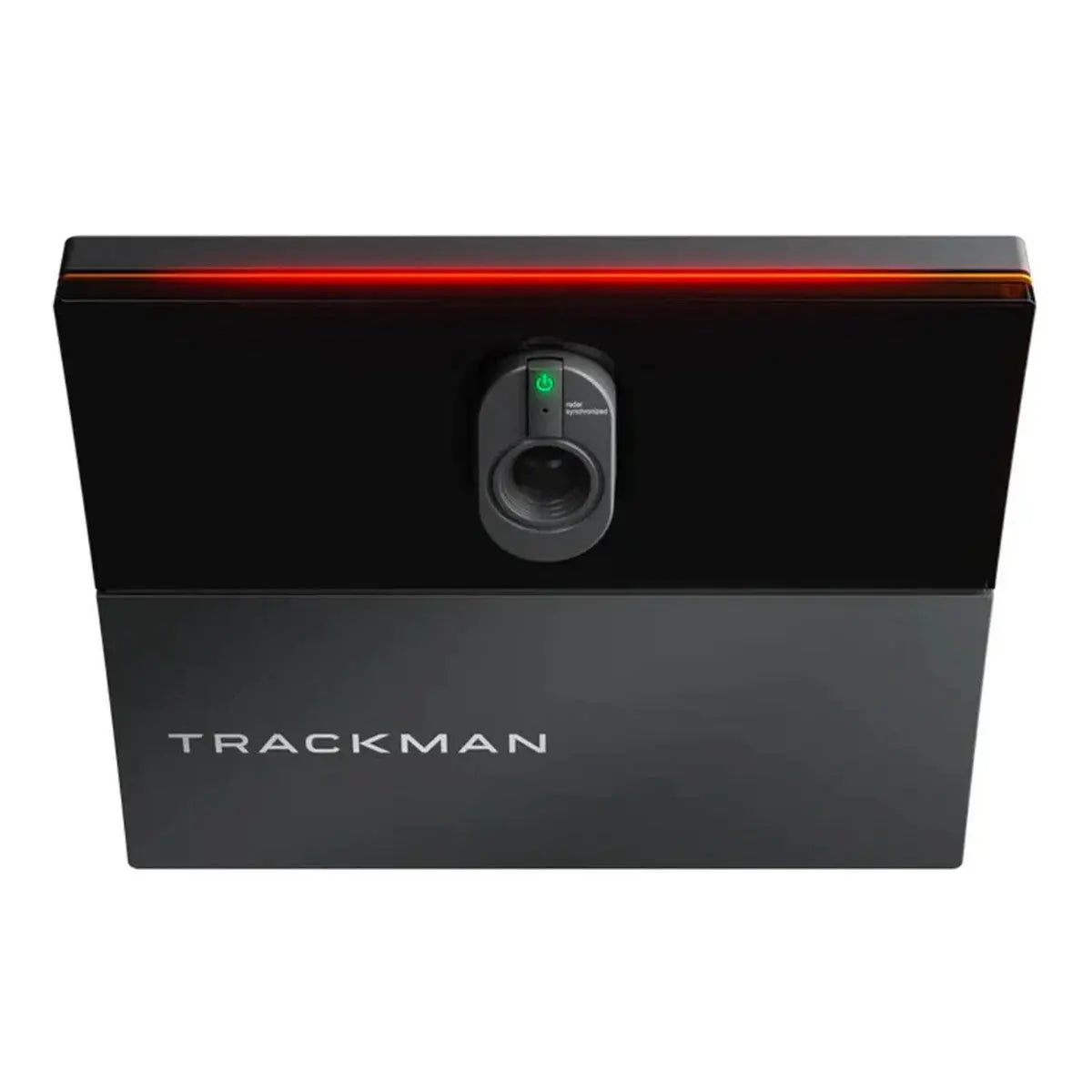 TrackMan Golf Simulator, schwarzes Indoor-Golf-Analysegerät mit Kamera und LED-Leiste