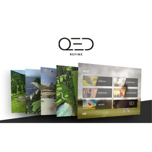 Golf Simulator Software QED Refine mit verschiedenen virtuellen Golfplätzen und Auswahlmenü