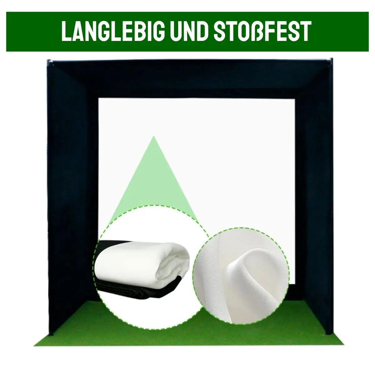 Golf Netz für Indoor Simulator, langlebig und stoßfest, weiße Trefferfläche, grüner Boden