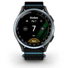 Golf GPS Uhr mit Rundenzähler, schwarzes Display, modernes Design, Strokes-Funktion angezeigt