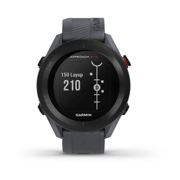 Schwarze Golf GPS-Uhr mit Displayanzeige für Distanzen und Layup, Modell Approach S12