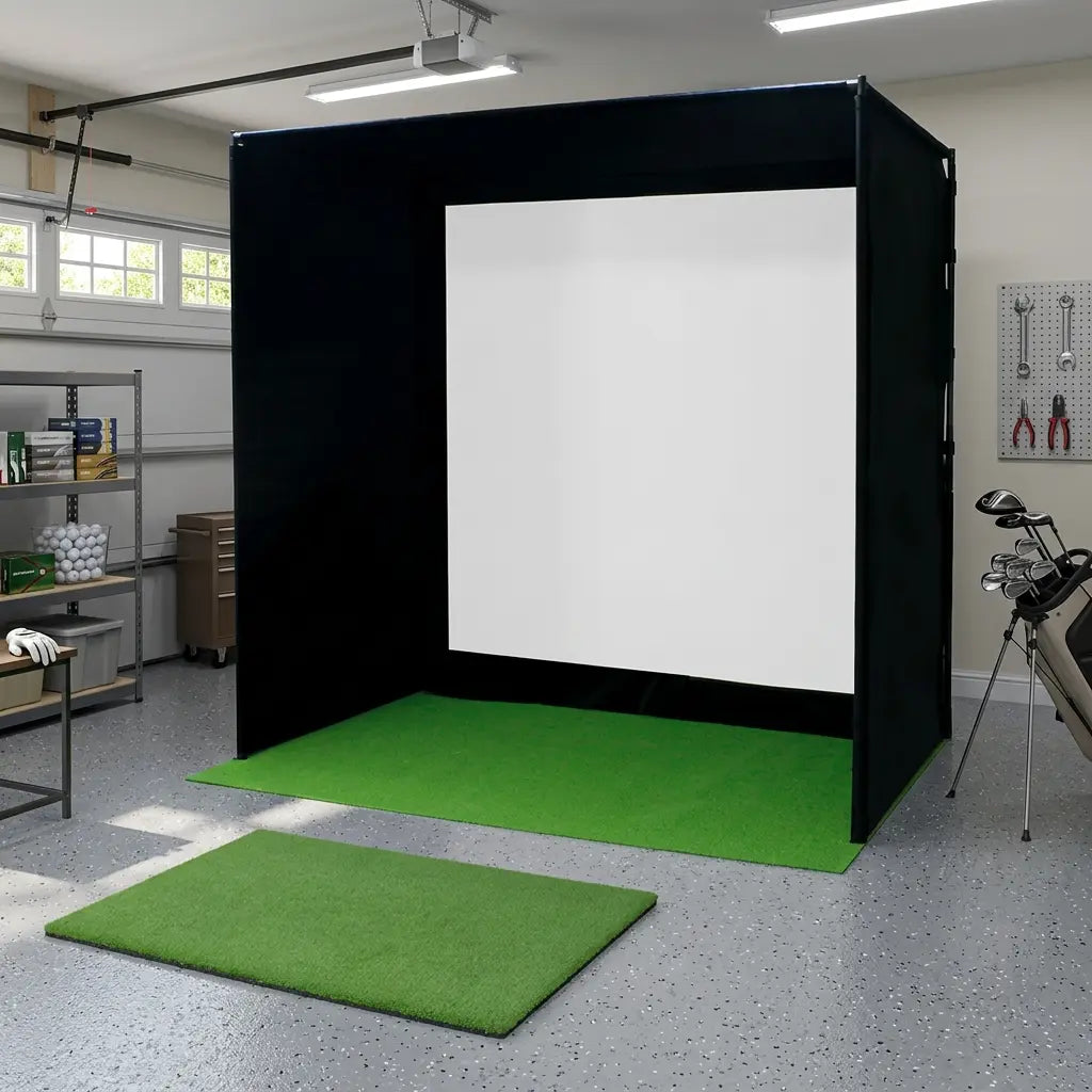 GSK GOLFBOX Golf Simulator – Kompakte Indoor Golf Box mit integrierter Projektionsfläche, Gesamtansicht