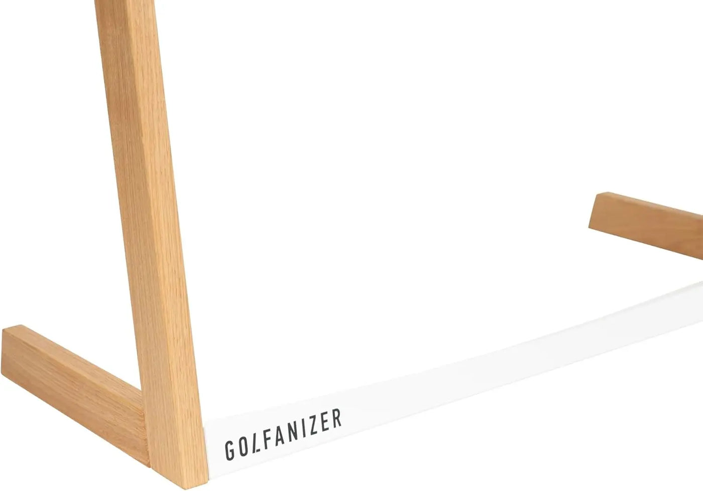 Moderner Golfschlägerständer aus Eiche mit weißem Element, minimalistisches Design