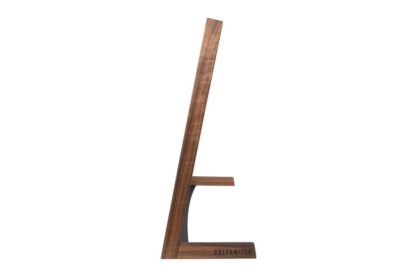 Golf Organizer aus Nussbaumholz in modernem Design, seitliche Ansicht auf weißem Hintergrund