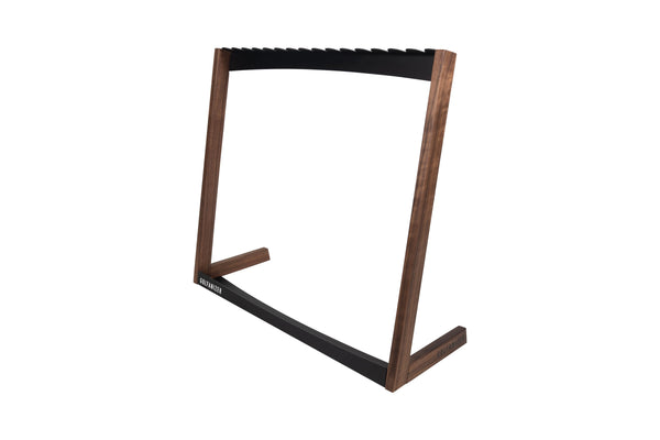 Golf Bag Organizer aus Nussbaumholz und Schwarz, eleganter Golfständer für Golfschläger