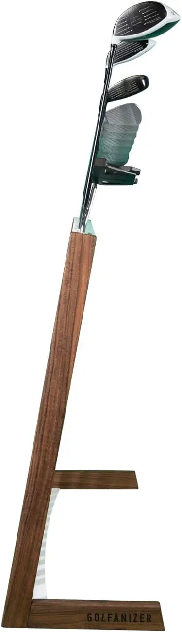 Design-Golfschlägerständer aus Nussbaum mit Golfclubs, moderner Golfschlägerhalter