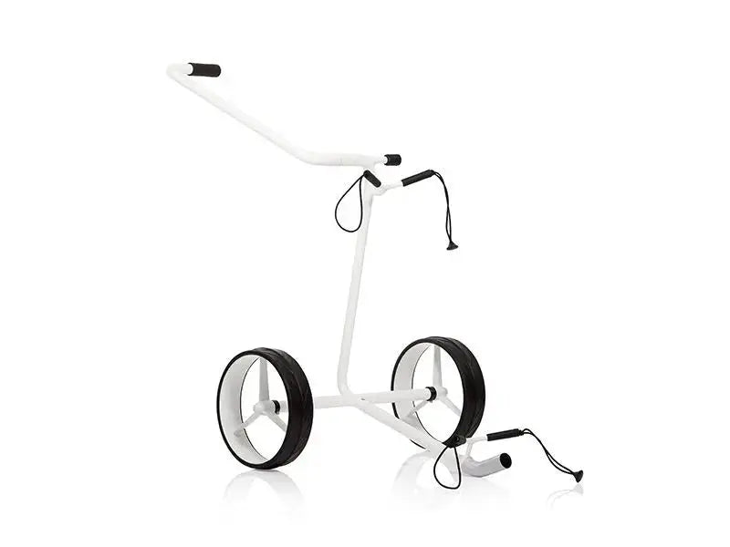 JuStar WHITE - Manuelle Golf-Trolley mit zwei großen Rädern und ergonomischem Griff.