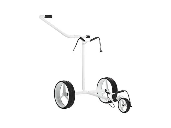 JuStar WHITE - manuelles Golf-Cart mit großen Rädern und Schiebegriff.