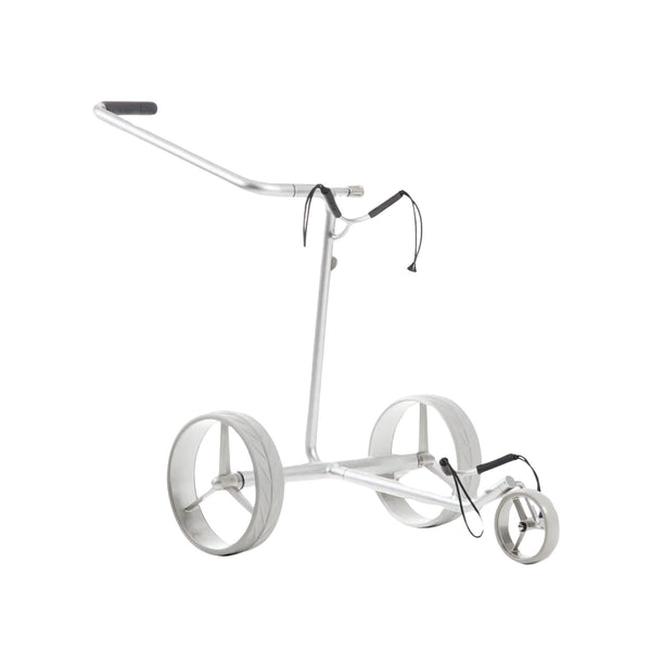 Justar SILVER E-Trolley mit drei Rädern, ideal für den Golfsport.