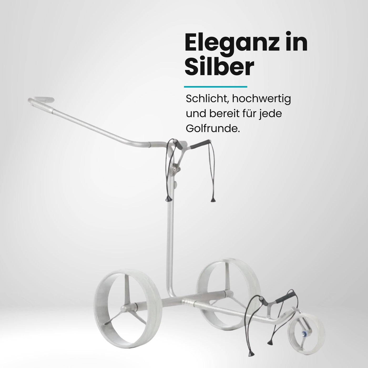 Justar TITAN Classic E-Trolley in Silber, hochwertig und elegant, ideal für jede Golfrunde.