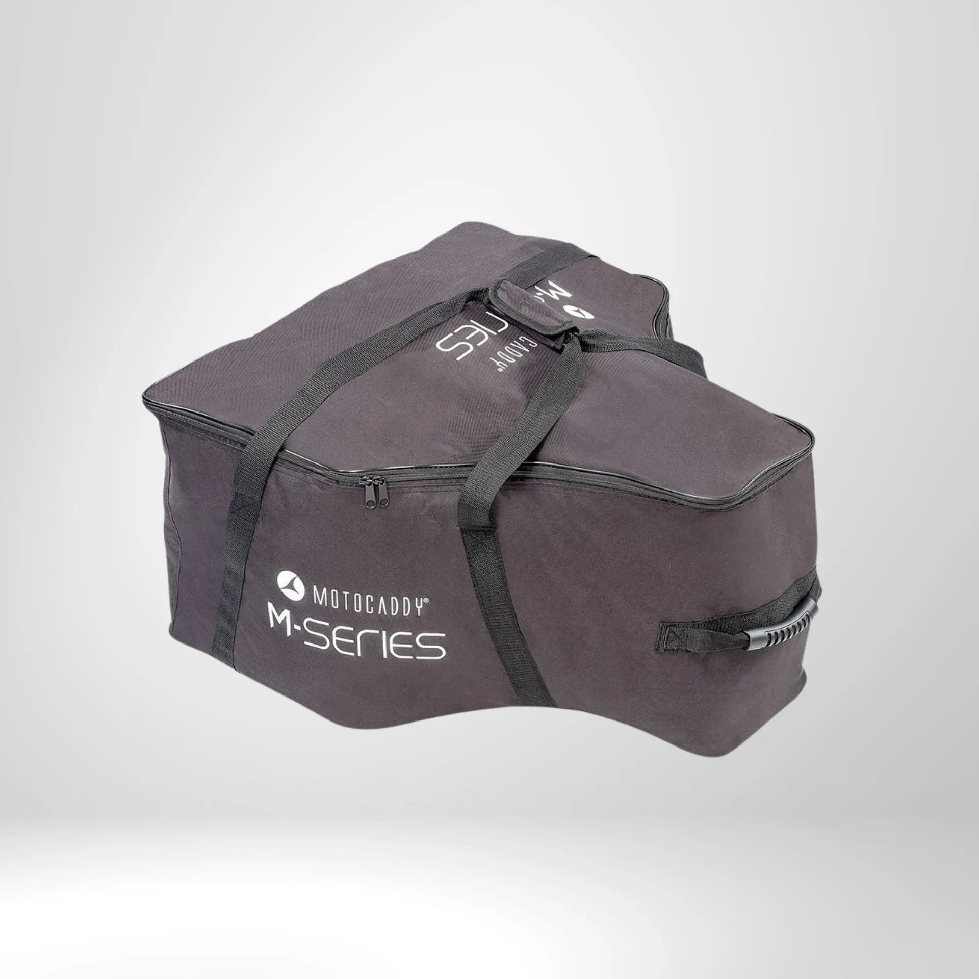 Schwarze Motocaddy M-Series Golftasche mit Reißverschluss und Tragegriffen, Zubehör Golf