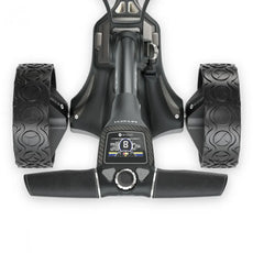 Elektrischer Golf Trolley mit großen Reifen und digitalem Display, schwarz, modern