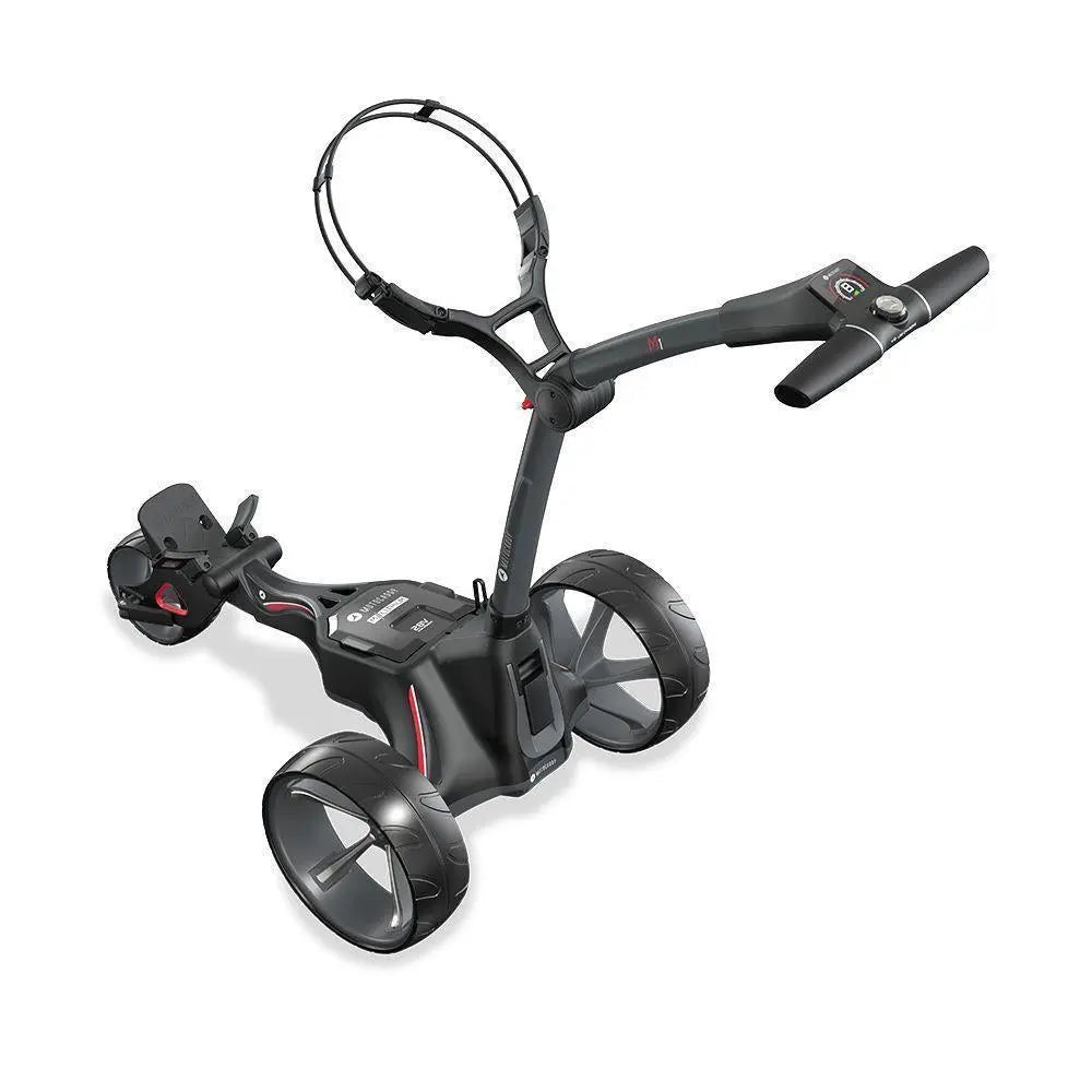 Moderner, elektrischer Golf Trolley mit großen Rädern und stabiler Rahmenkonstruktion