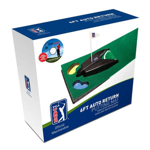 Golf Putting Matte mit Auto-Return, 6ft, PGA TOUR Logo, simuliertes Gras, Sand- und Wasserhindernis