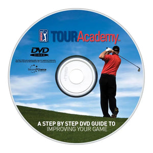 DVD mit Golfer und PGA TOUR Academy Logo, Ratgeber für Golf Training und Verbesserung