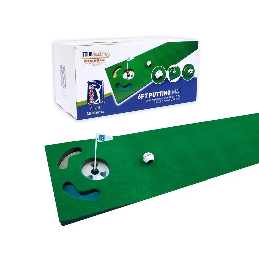 Golf Putting Matte 6ft mit Zielfahne, Golfball und simuliertem Grün, Indoor Trainingshilfe