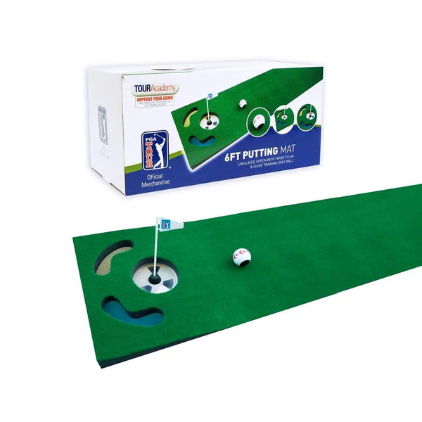 Golf Putting Matte 6ft mit Zielfahne, Golfball und simuliertem Grün, Indoor Trainingshilfe