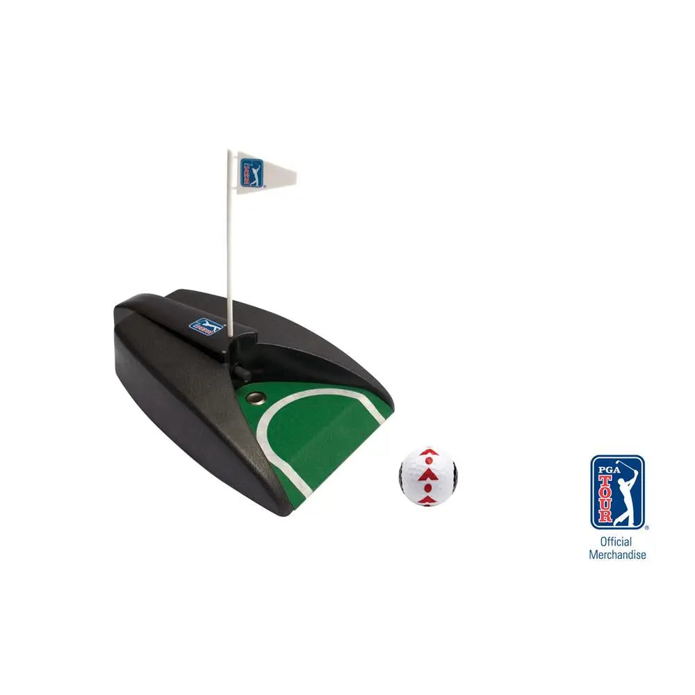 PGA TOUR Putt-Returner mit grünem Übungsfeld, Golfball und Flagge für Indoor-Golftraining