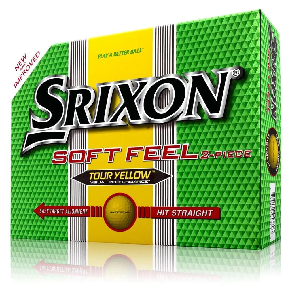 Srixon Soft Feel Tour Yellow Golfball Verpackung, gelb-grünes Design, 2-teilig