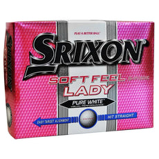 Pink-weiße Srixon Soft Feel Lady Golfbälle Verpackung, 2-Piece, Pure White Edition.