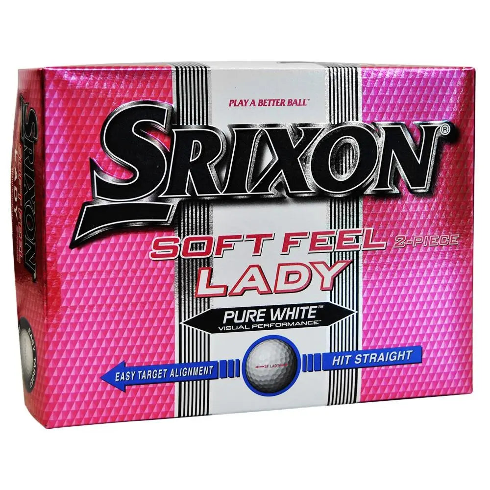 Pink-weiße Srixon Soft Feel Lady Golfbälle Verpackung, 2-Piece, Pure White Edition.