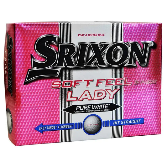 Pink-weiße Srixon Soft Feel Lady Golfbälle Verpackung, 2-Piece, Pure White Edition.