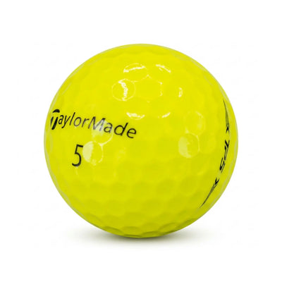 TaylorMade TP5 Tour Yellow Lakeballs | AAAA – 25 gebrauchte gelbe Golfbälle freigestellt auf weißem Hintergrund