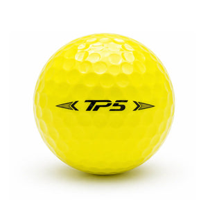 TaylorMade TP5 Tour Yellow Lakeball – Gebrauchter gelber Golfball mit TP5 Logo und Nummer