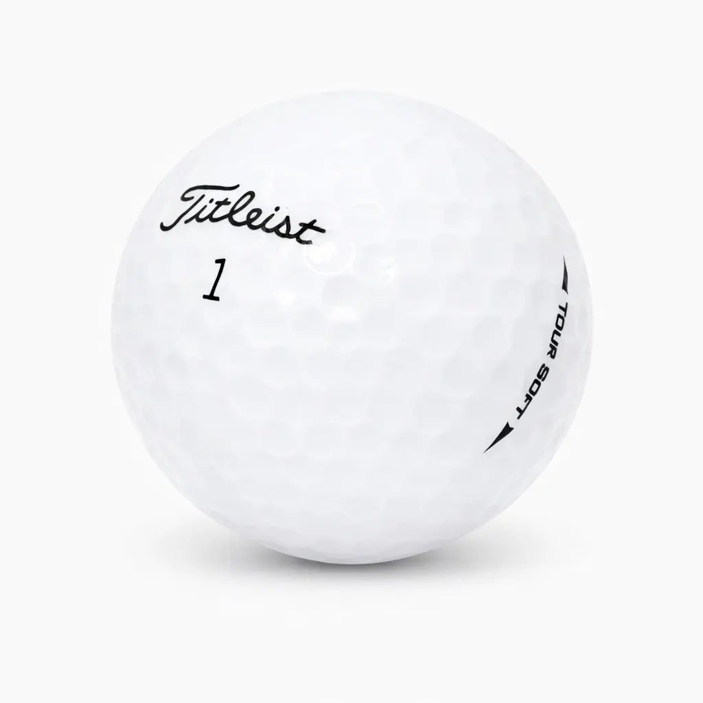 Titleist Tour Soft Lakeballs | AAAAA – 25 gebrauchte weiße Golfbälle freigestellt auf weißem Hintergrund