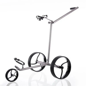 Trend Golf GALAXY Titan E-Trolley 2026 in Silber mit drei Rädern, ideal für den Golfsport.