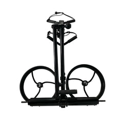 Zusammengeklappter Elektro-Golf-Trolley mit großen Rädern, schwarze Ausführung