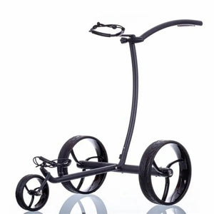 Trend Golf Walker E-Trolley 2026 mit drei Rädern und integriertem Halter für Golfzubehör.