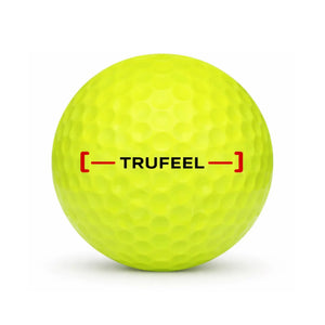 Titleist TruFeel Gelb Lakeball – Gebrauchter gelber Golfball mit Logo und Nummer, Seitenansicht