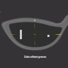 Grafik eines Driver-Golfschlägers ohne Rillen, Ansicht der Schlagfläche mit Markierungen