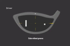 Grafik eines Driver-Golfschlägers ohne Rillen, Ansicht der Schlagfläche mit Markierungen
