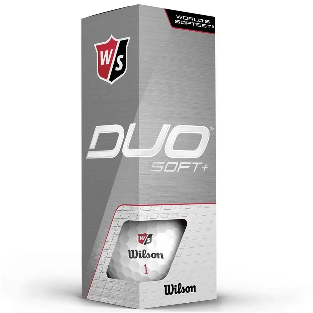Wilson Duo Soft+ Golfbälle Schachtel mit Sichtfenster und sichtbarem Logo, Nahaufnahme