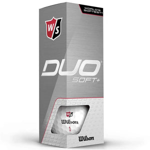 Wilson Duo Soft+ Golfbälle Schachtel mit Sichtfenster und sichtbarem Logo, Nahaufnahme