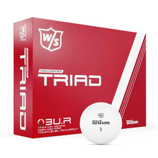Wilson Triad Golfball 12er Pack, weiße Golfbälle vor roter Verpackung