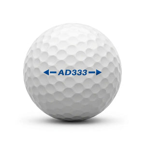 Srixon AD333 Lakeball – Gebrauchter weißer Srixon Golfball mit Logo und Nummer, Seitenansicht