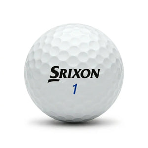 Srixon AD333 / Q-Star – Nahaufnahme weißer Srixon Golfball mit dimpled Oberfläche und Logo