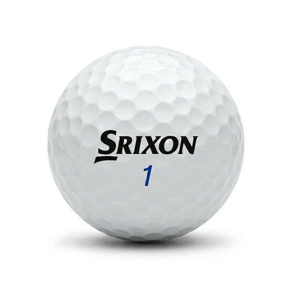 Srixon AD333 / Q-Star – Nahaufnahme weißer Srixon Golfball mit dimpled Oberfläche und Logo
