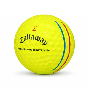 Callaway Chrome Soft Triple Track Mix Yellow – 25 gebrauchte gelbe Golfbälle mit Triple Track Linien