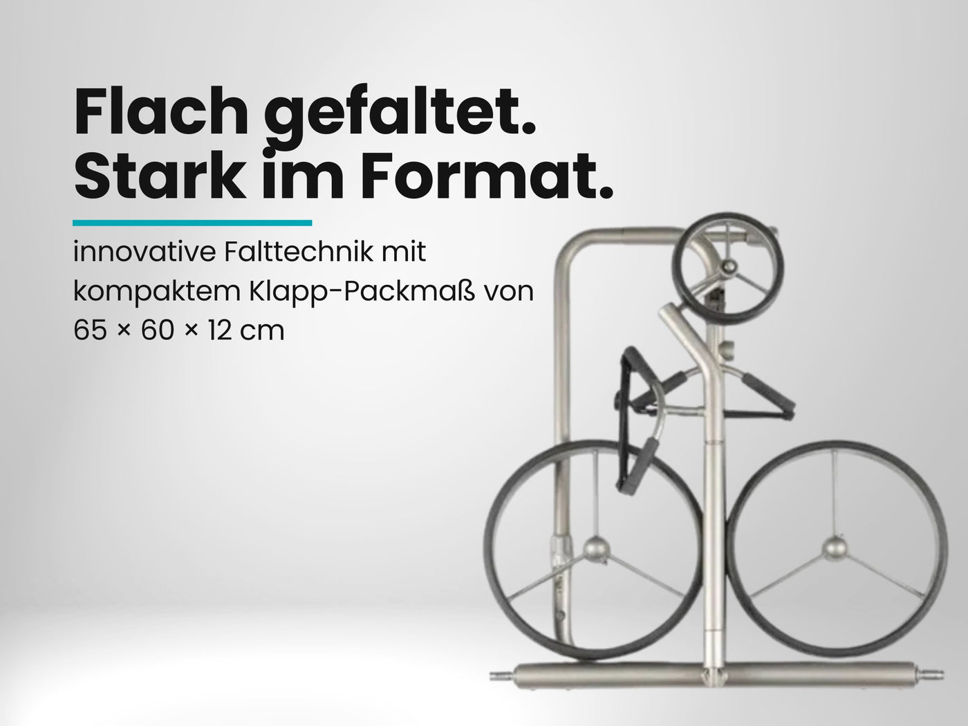 Gefalteter E-Trolley für Golf aus Metall mit drei Rädern, kompakt zusammengelegt
