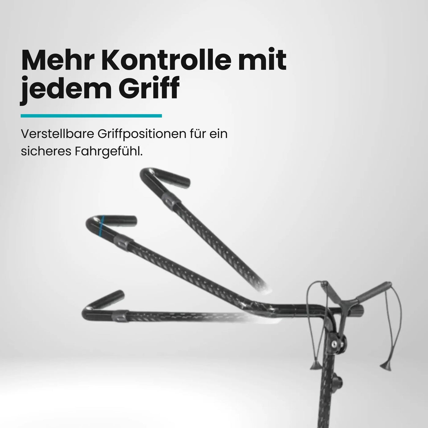 Verstellbare Carbon-Griffstange für Golf-Trolley mit Bewegungspfeil, Nahaufnahme
