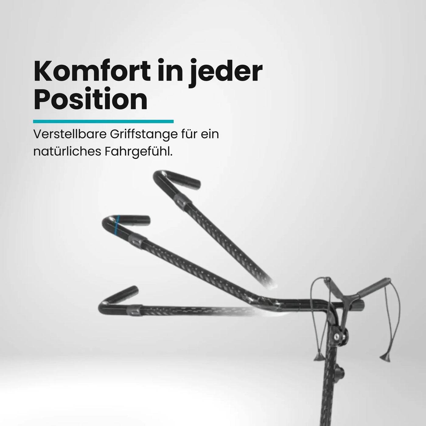 Verstellbare Carbon-Griffstange für Golf Trolley, Bewegung durch Pfeil angezeigt