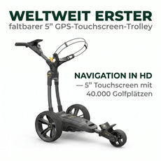 PowaKaddy CT12 — Weltweit erster faltbarer 5 Zoll GPS-Touchscreen-Trolley mit Navigation in HD und 40.000 Golfplätzen