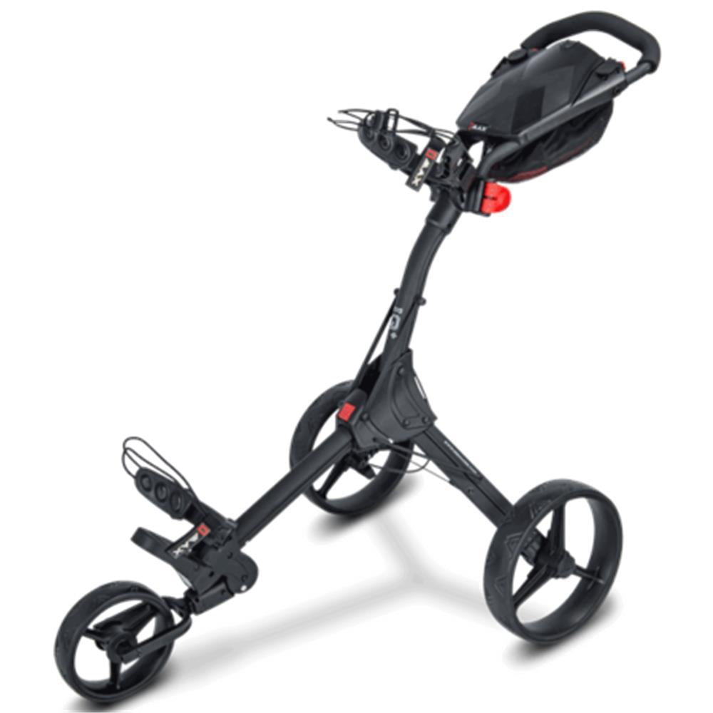 Schwarzer, moderner Golf Trolley mit drei Rädern, ideal für Golfausrüstung Transport