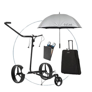 JUCAD CARBON DRIVE CLASSIC 3.0 SET mit Schirm, Getränkehalter und Trolley.